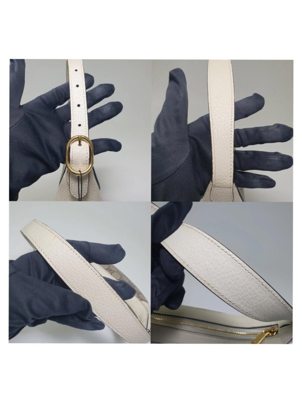 Authentic Gucci GG Canvas Mini Crescent Bag White Leather Trim Shoulder Bag - Picture 8 of 10
